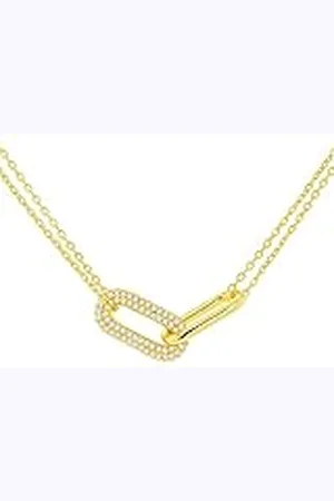 Amazon Collar de Eslabones Pavé de Plata de Ley Bañada en Oro