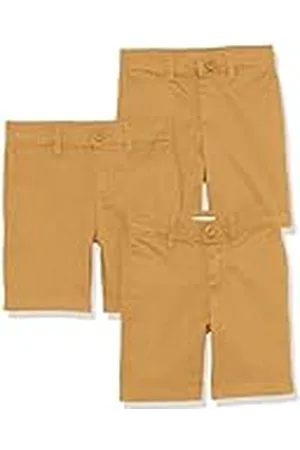 Amazon Pantalones Cortos de Tejido Uniforme con Parte Delantera Plana (Resistente a Las Arrugas) Niño, Pack de 3, , 3 años