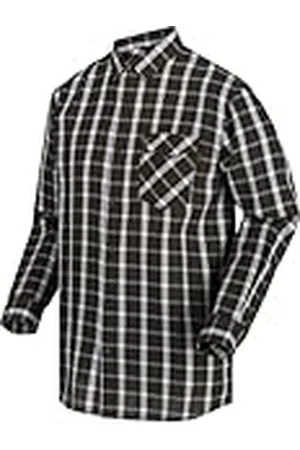 Regatta Lonan Camisa de Manga Larga de algodón Coolweave y Bolsillo a Cuadros en el Pecho Shirts, Hombre, , XL