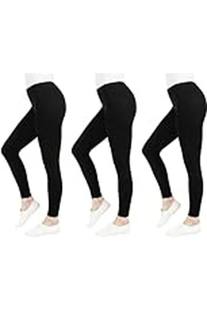 FM London Mallas informales para mujer paquete de 3 - Leggings no transparentes para mujeres del Reino Unido - Leggings negros de ajuste cómodo, , S