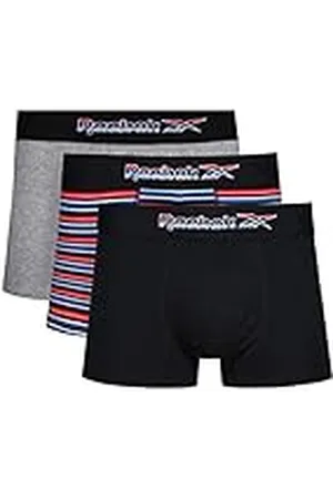 Reebok Calzoncillos Tipo Bóxer Súper Suaves para Hombre, Tela de Algodón En Gris/Negro/Estampado, , L