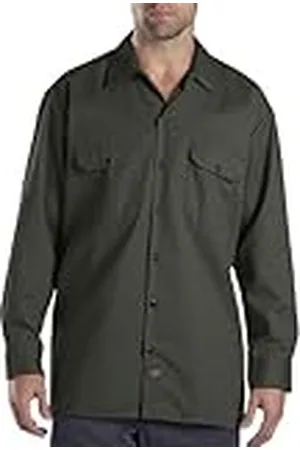 Dickies Camisa con Manga Larga para Hombre, Color Verde Oliva, Talla L