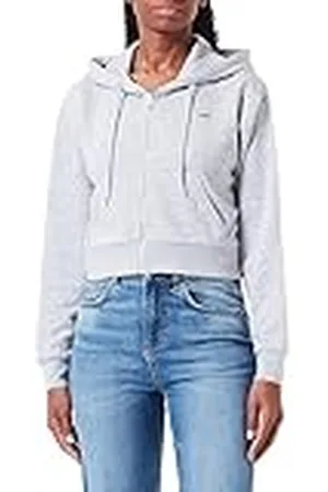 JJXX Jxabbie Reg LS Every Zip Hood Swt Noos Sudadera con Capucha, Gris Claro Jaspeado/Estampado: Logotipo Negro, M para Mujer