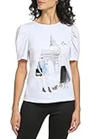 DKNY Camiseta Conversacional de Manga Corta, , XXS para Mujer
