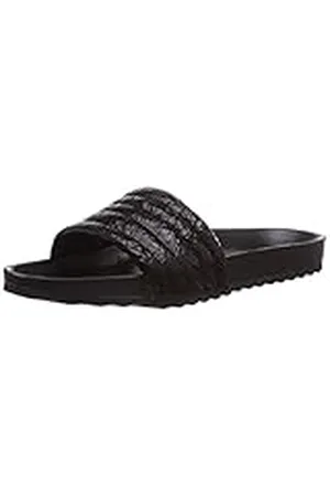 Pieces® PS Tahi Cracked Leather Sandal Blk, Sandalias de cuña Abiertas Mujer, , 36 EU