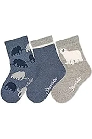Sterntaler Söckchen 3er-Pack Mammut Calcetines, Azul Tinta, 18 para Bebés