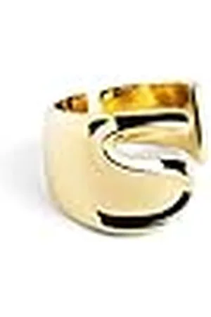 SINGULARU Anillo Personalizado Letter Signet. Macizo Ajustable. Latón con Acabado Baño de de 18 Kt. Talla Unica. Joyas para Mujer. Letra S