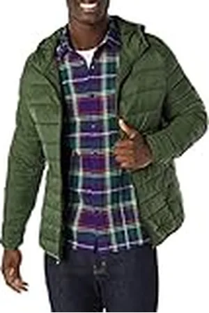 Amazon Chaqueta Acolchada con Capucha, Plegable, Ligera y Resistente a la Lluvia Hombre, , XL