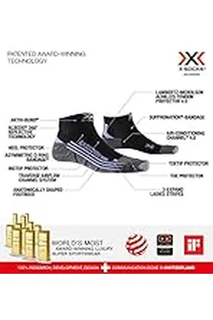 X Bionic X-SOCKS Run Discovery Woman Calcetines Deportivos Calcetines Para Correr Mujer Socks Calcetines, Mujer, Black/Stone Grey Melange, 41/42
