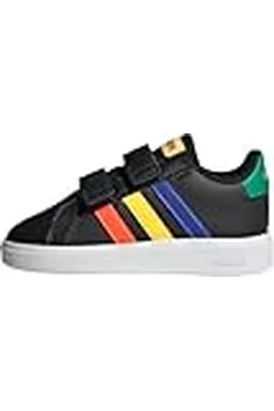 adidas Grand Lifestyle Hook and Loop Shoes, Zapatillas de Tenis Unisex bebé, Core Black/Lucid Blue/Court Green, 19 EU