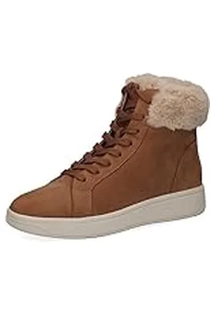Caprice 9-26104-41, Botines planos con cordones con forro cálido para Mujer, Marrón (Camel Nubuc), 41 EU