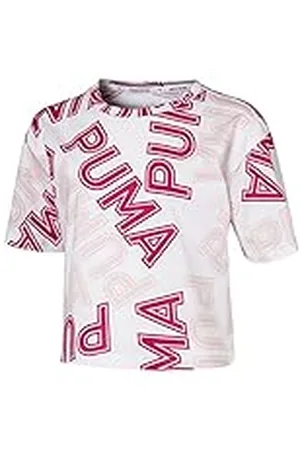 PUMA Modern Sports AOP tee G Camiseta de Manga Corta, Niñas, White, 4