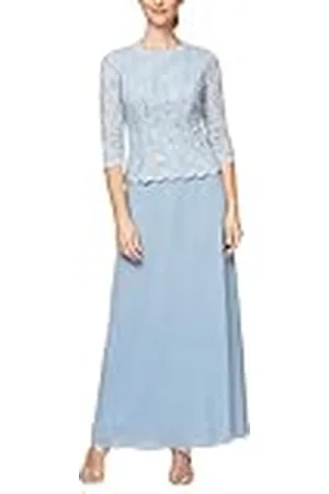 Alex Evenings 3/4 Sleeve Stretch Lace Bodice One Piece Mother of The Bride Dress (Petite and Regular Sizes) Vestido para ocasión Especial, , 48 para Mujer