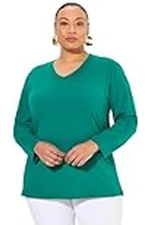 Ulla Popken Shirt, V-Ausschnitt, Relaxed, Langarm Camiseta, , 48-50 Mujeres