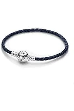 PANDORA Moments Pulsera de cuero trenzado con cierre redondo, S1
