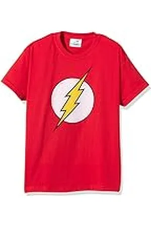 DC Comics Originals Distressed Flash Logo - Camiseta Niños, Color Rojo, Talla 5-6 años (116/118 cm)