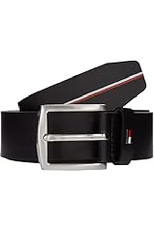 Tommy Hilfiger Cinturón de Piel para Hombre Denton 3,5 cm, Negro (Black), 95 cm