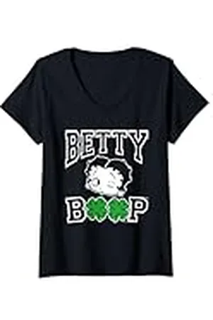 Betty Boop Mujer Tréboles de cuatro hojas Día de San Patricio Camiseta Cuello V