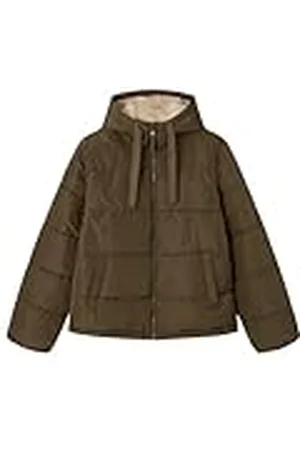 Springfield Chaqueta básica Acolchada con Relleno Reciclado, Bolsillos de Ojal con Botones a presión y Capucha con Pelo Interior Cazadora Vaquera algodón, , L para Mujer