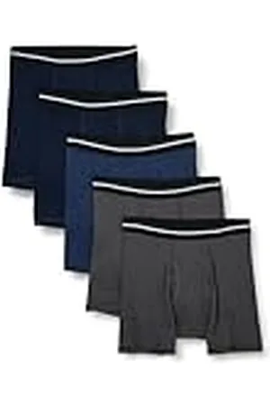 Amazon Cómodo Calzoncillo Bóxer de Algodón sin Etiquetas Hombre, Pack de 5, , S