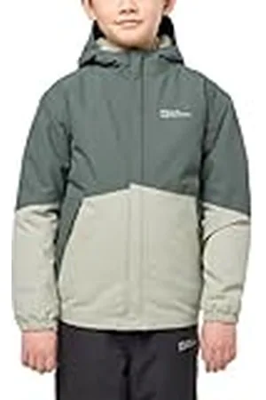 Jack Wolfskin BLOCKY Jacket K Chaqueta de Plumas, Slate Green/Mint Leaf, 140 niños Unisex