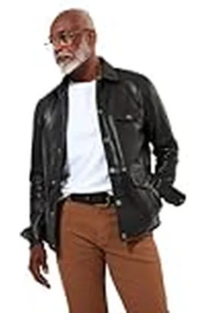Joe Browns Classic Leather Jacket with Vintage Check Lining Chaqueta de Piel, , XXL para Hombre