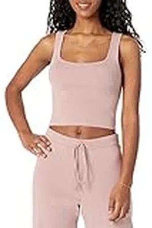 THE DROP Angelica Top Corto Supersuave de Tirantes y Cuello Redondo para Mujer, , 5XL Grande