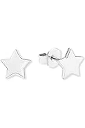 QS by s.Oliver Pendientes de plata de ley 925 Pendientes de las señoras, 0,5 cm, plata, estrella, viene en caja de regalo de joyería