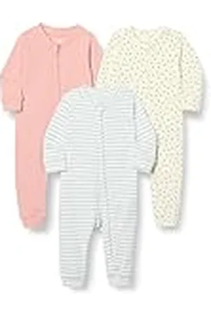 Amazon Pelele sin Pies de Algodón con Cremallera en La Parte Delantera Unisex Bebés, Pack de 3, , 6-9 Meses