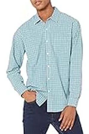 Amazon Camisa Informal de Popelina con Manga Larga y Corte Recto Hombre, , S