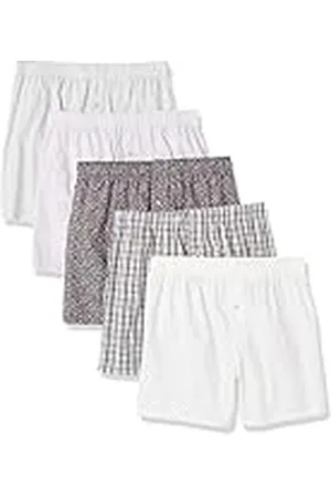 Amazon Bóxer de algodón Tejido (Disponible en Tallas Grandes y Altas) Hombre, Pack de 5, , L