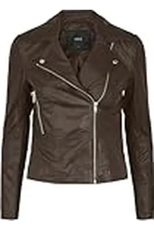 Y.A.S Y.A.S sophie Leather Jacket Noos Chaqueta de Cuero, Café Chicory, L para Mujer