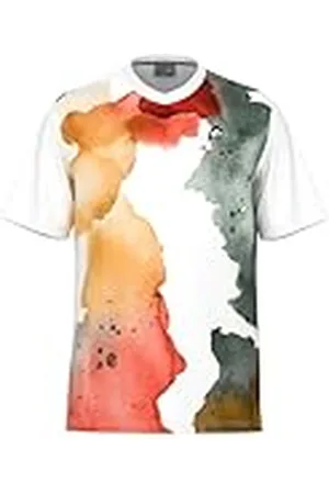Head Camiseta Topspin para Hombre Tenis, Print Vision/Orange Alert, Medium