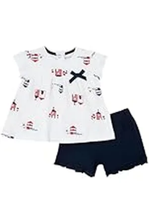 chicco Conjunto Bebé con Camiseta y Pantalones Cortos, con Apertura en la Espalda con Botones, con Gráficos Modernos y a la Moda, de Algodón, Lavable en Lavadora, 0-24 Meses, Diseñado en Italia