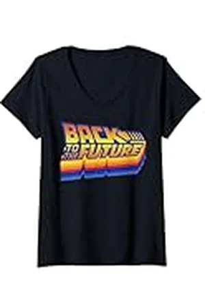 Back To The Future Mujer Logotipo retro del 35 aniversario de Regreso al futuro Camiseta Cuello V