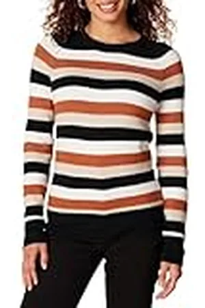 Amazon Jersey de Tacto Suave con Cuello Redondo, Manga Larga y Corte Clásico Mujer, , S