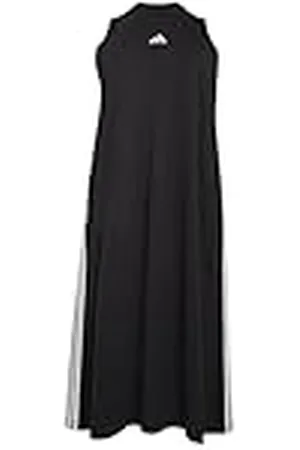 adidas Vestido Largo de Espalda Cruzada de 3 Rayas para Mujer (Talla Grande), Talla 4XL (Talla Grande), Color Negro y Blanco