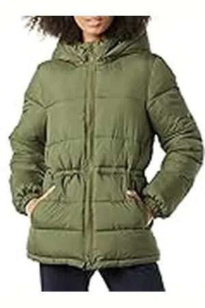 Amazon Chaqueta de Invierno Acolchada y Resistente con Capucha y Cintura Ajustable Mujer, , M