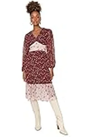 Trendyol Woman Midi Skater V-Neck Woven Dress Vestido, , 38 para Mujer
