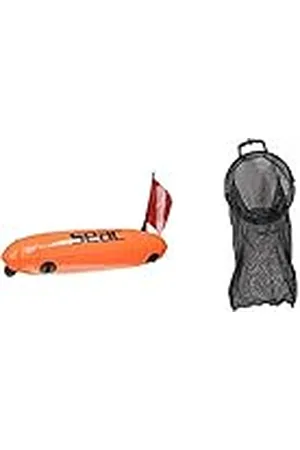 SEAC Boya Torpedo, Adultos Unisex, Anaranjado, 23 cm + 60x20cm Bolsa Grande de Red Portamaterial con Asas y Borde Reforzado, Adultos Unisex, Negro, M/L