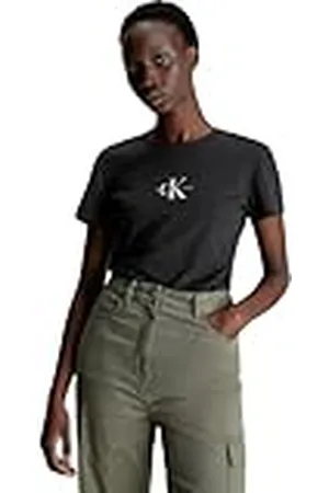 Calvin Klein Jeans MONOLOGO Slim tee J20J222564 Camisetas de Punto de Manga Corta, , XL para Mujer