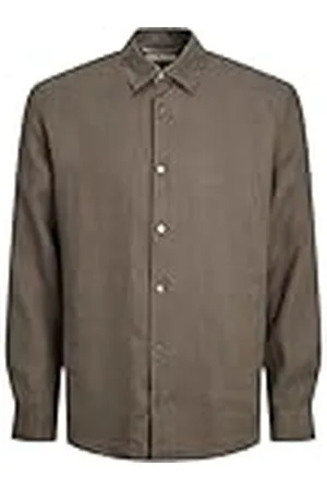 JACK & JONES Jprcclawrence-Camiseta de Lino L/S Sn Camisa de Manga Larga, , S para Hombre