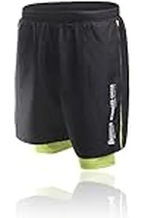 Boxeur Des Rues Double Shorts In Black with Contrast Stripes, Man, Black, XXL