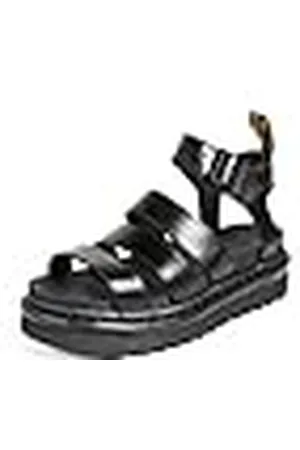 Dr. Martens Chunky 3 Strap Sandal, Sandalias Mujer, Black Patent Lamper, 40 EU