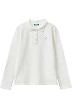 Benetton Camiseta Polo M/L 3WG9C300X Camisa, Color Blanco, 160 cm para Niñas