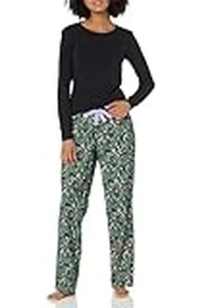 Amazon Conjunto para Dormir Ligero con Pantalón de Franela y Camiseta de Manga Larga Mujer, , XXS