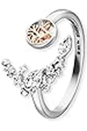 Engelsrufer Anillo abierto para mujer de plata de ley – con 7 circonitas – tamaño ajustable – sin níquel, talla única, plata de ley, Zirconia cúbica