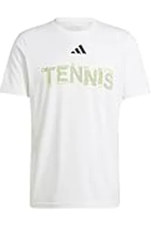 adidas Hombre Tennis HI Visibility Interview Graphic Tshirt, White, XL