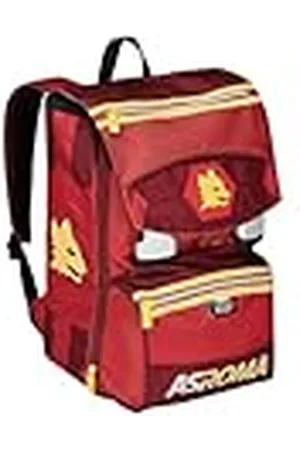 As Roma Seven - Mochila escolar extensible A.S. Roma Fútbol – Hacia la victoria, color amarillo y rojo – Mochila doble compartimento desmontable mediante cremallera y con bolsillo porta botella