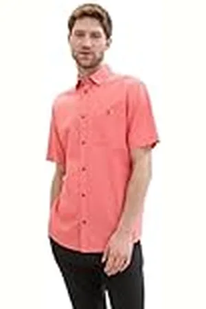 TOM TAILOR 1041374 Camisa básica de Corte Regular con Estructura, 35443-Coral Square Structure, 3XL Hombres